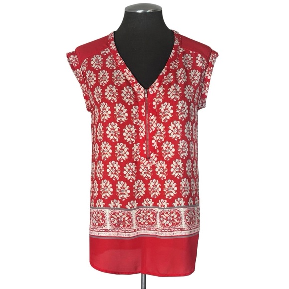 Pleione – Zip Front Sleeveless Print Top – Small - Picture 2 of 10